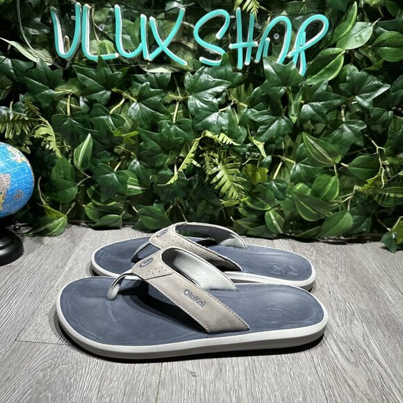 OLUKAI Pili Men\'s Leather Thong Sleek Waterproof Straps Arch Support Sz 11 main image 4